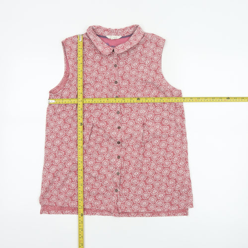 White Stuff Women’s Pink Floral Sleeveless Button-Up Blouse UK 12