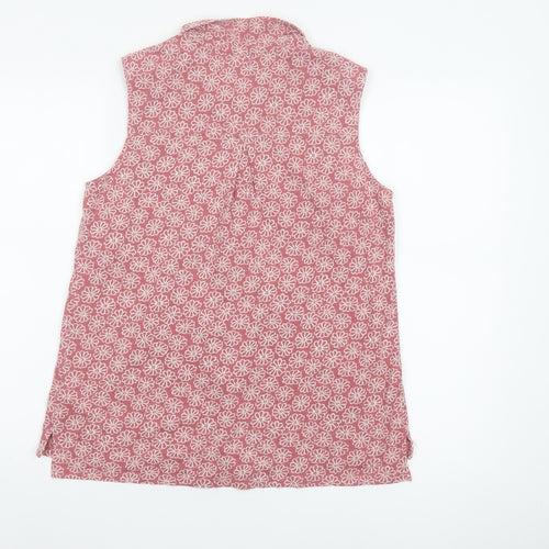 White Stuff Women’s Pink Floral Sleeveless Button-Up Blouse UK 12