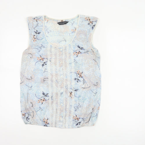 Dorothy Perkins Women Blue Floral Lace Sleeveless Blouse UK 12