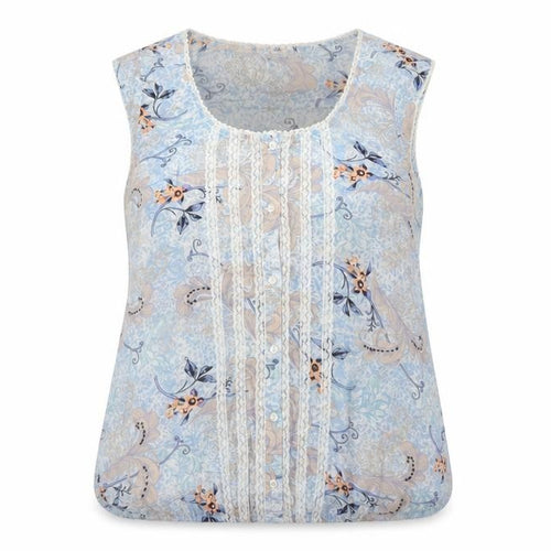 Dorothy Perkins Women Blue Floral Lace Sleeveless Blouse UK 12