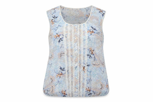 Dorothy Perkins Women Blue Floral Lace Sleeveless Blouse UK 12