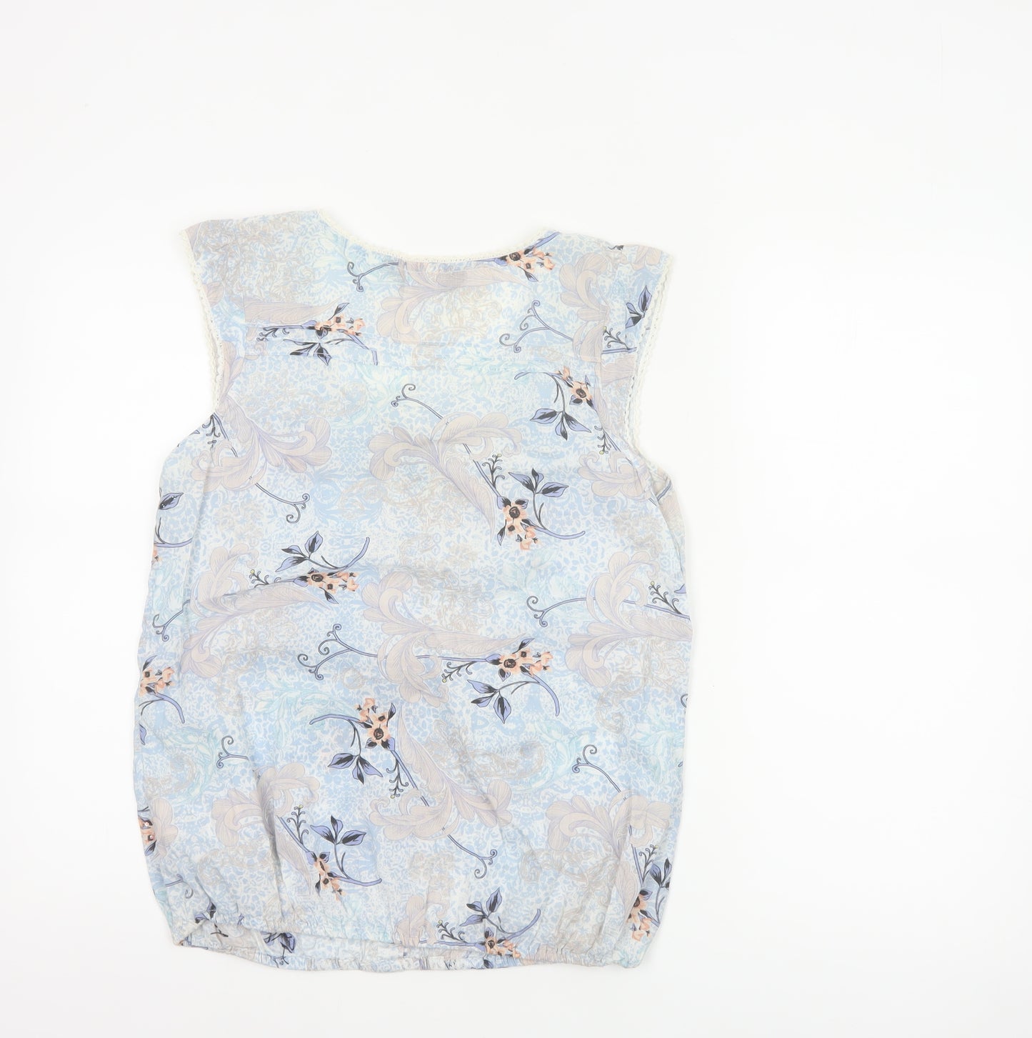 Dorothy Perkins Women Blue Floral Lace Sleeveless Blouse UK 12