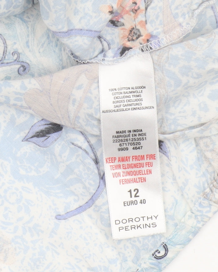 Dorothy Perkins Women Blue Floral Lace Sleeveless Blouse UK 12