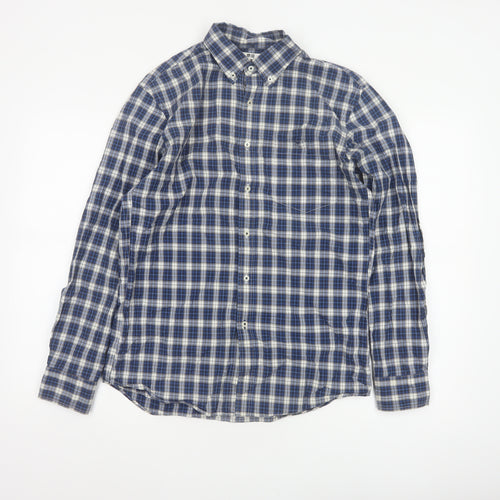 Uniqlo Men’s Blue Check Cotton Button-Down Shirt Size S