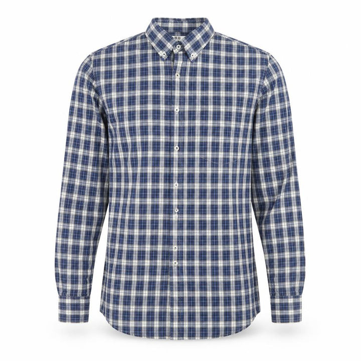 Uniqlo Men’s Blue Check Cotton Button-Down Shirt Size S