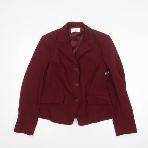 Marks and Spencer Women Red UK 10 Tailored Lined 3 Button Blazer