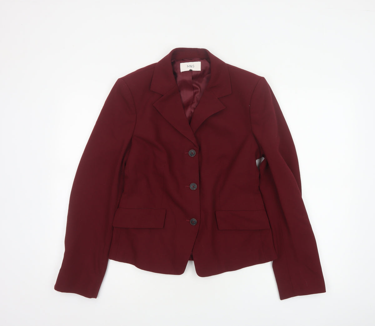 Marks and Spencer Women Red UK 10 Tailored Lined 3 Button Blazer
