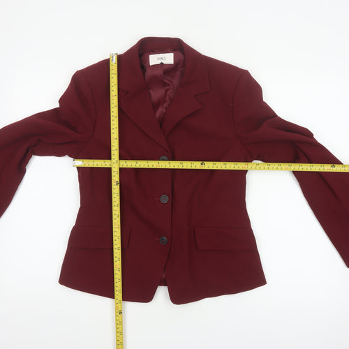 Marks and Spencer Women Red UK 10 Tailored Lined 3 Button Blazer