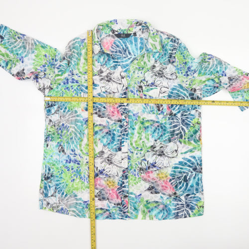 Isle Collection Women Multicoloured UK 16 Floral 3/4 Sleeve Shirt