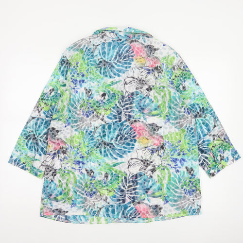 Isle Collection Women Multicoloured UK 16 Floral 3/4 Sleeve Shirt