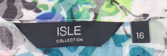 Isle Collection Women Multicoloured UK 16 Floral 3/4 Sleeve Shirt