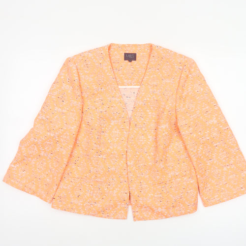 Marks and Spencer Women Orange UK 12 Geometric Open Front Blazer