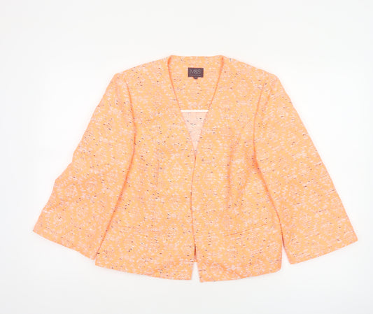 Marks and Spencer Women Orange UK 12 Geometric Open Front Blazer