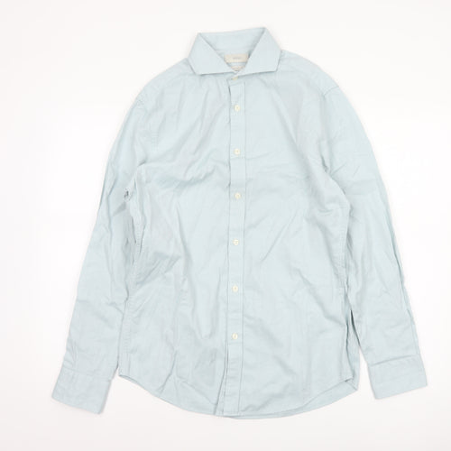 Moss Men’s Blue 15.5 Slim Fit Cotton Long Sleeve Formal Shirt