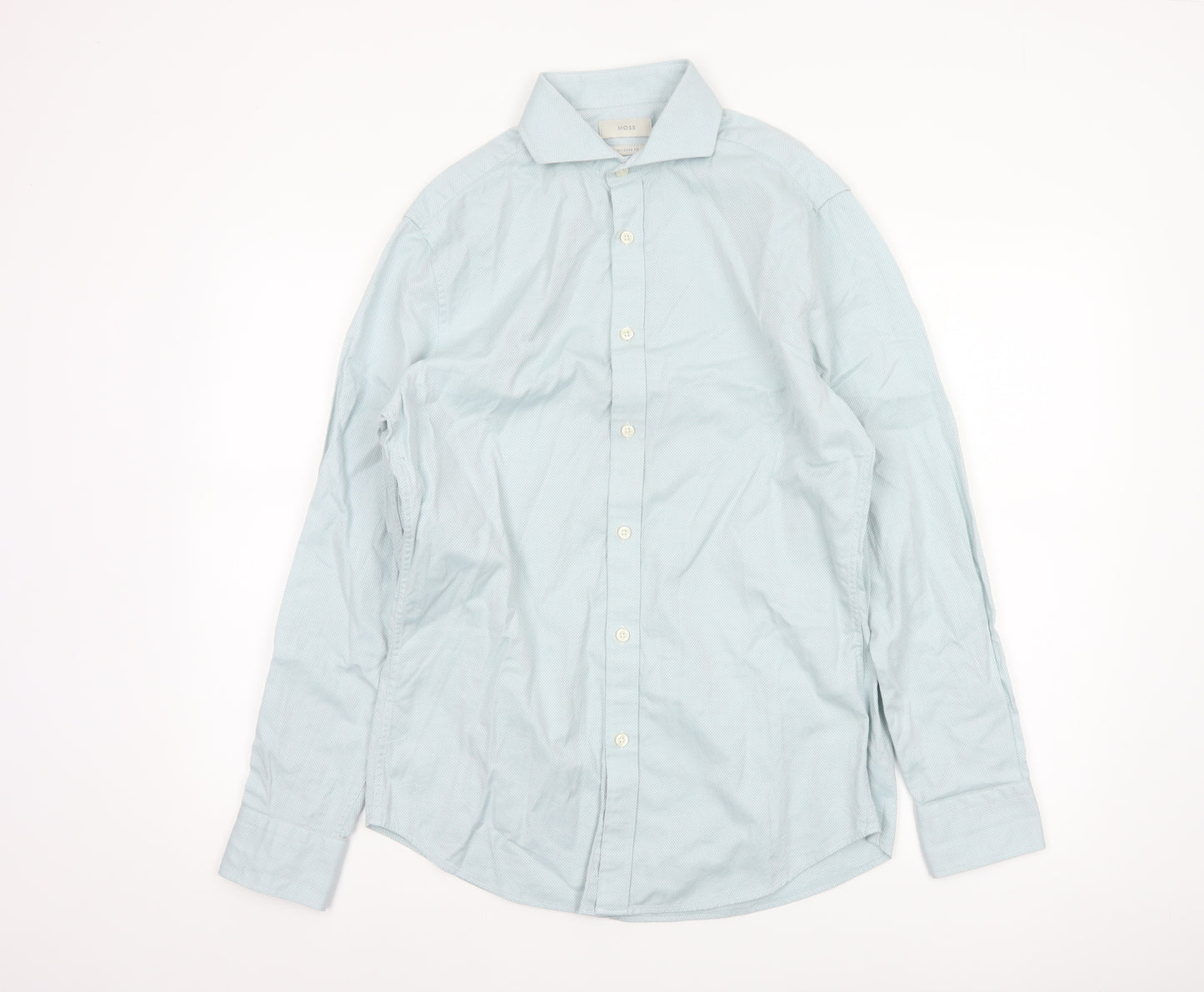 Moss Men’s Blue 15.5 Slim Fit Cotton Long Sleeve Formal Shirt
