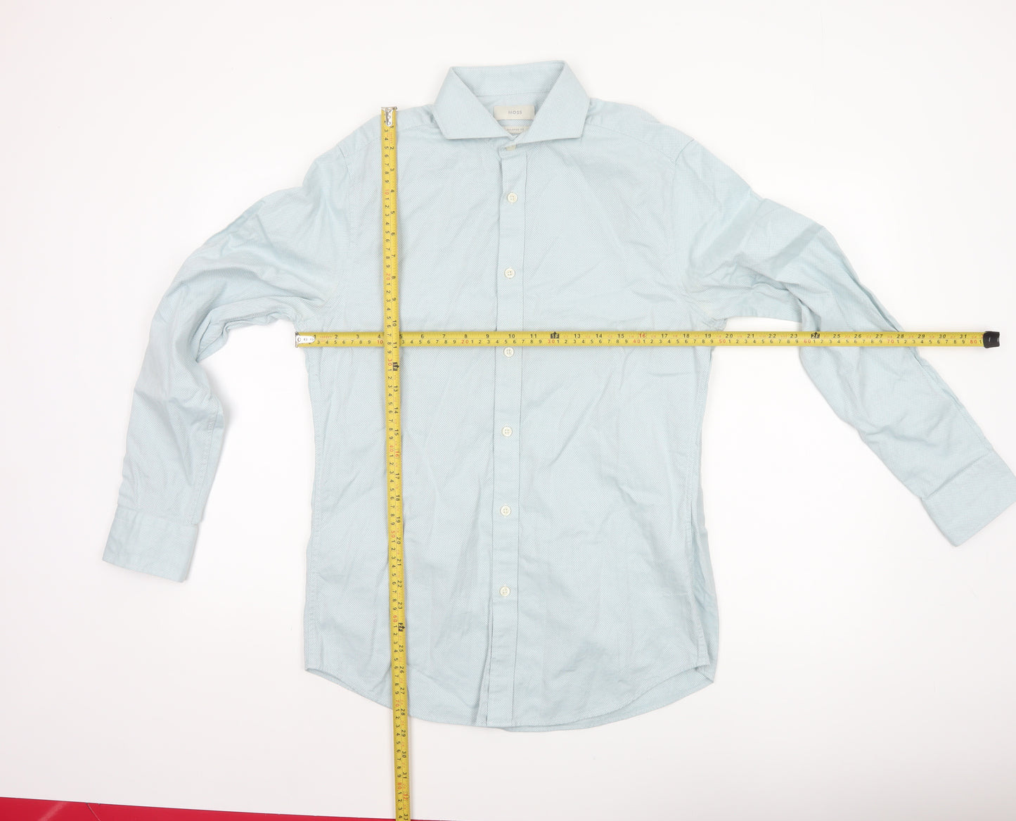 Moss Men’s Blue 15.5 Slim Fit Cotton Long Sleeve Formal Shirt
