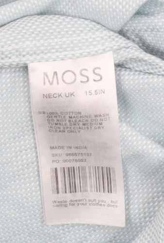 Moss Men’s Blue 15.5 Slim Fit Cotton Long Sleeve Formal Shirt