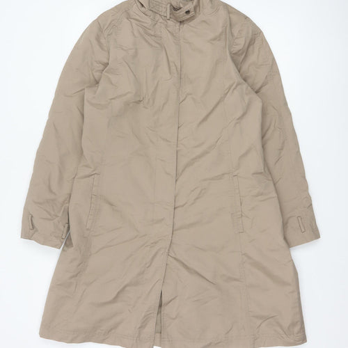 Viyella Women Beige UK 12 Long Zip Collared Coat Classic