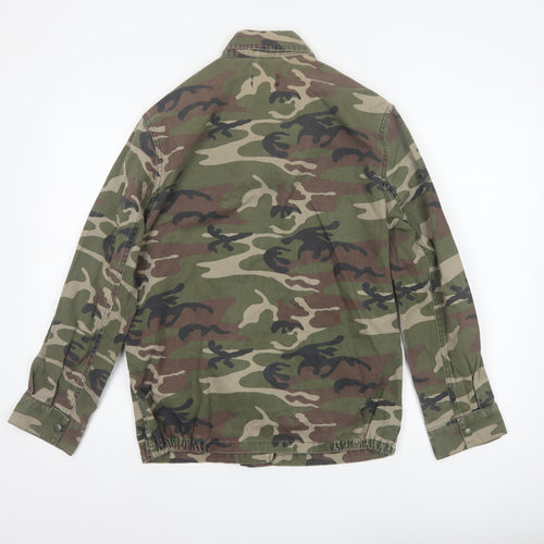 Topshop Women Green UK 8 Camouflage Cotton Military Jacket