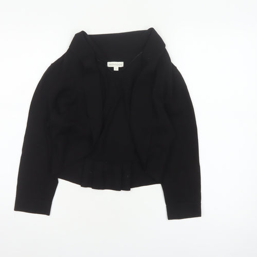 Monsoon Women Black M Open Cowl Neck Cotton Bow Cardigan