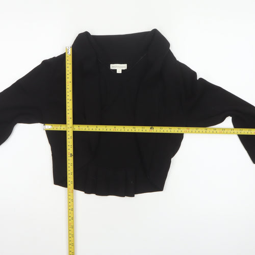 Monsoon Women Black M Open Cowl Neck Cotton Bow Cardigan