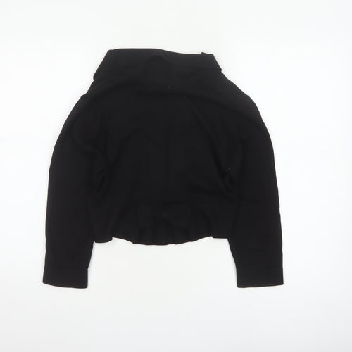 Monsoon Women Black M Open Cowl Neck Cotton Bow Cardigan