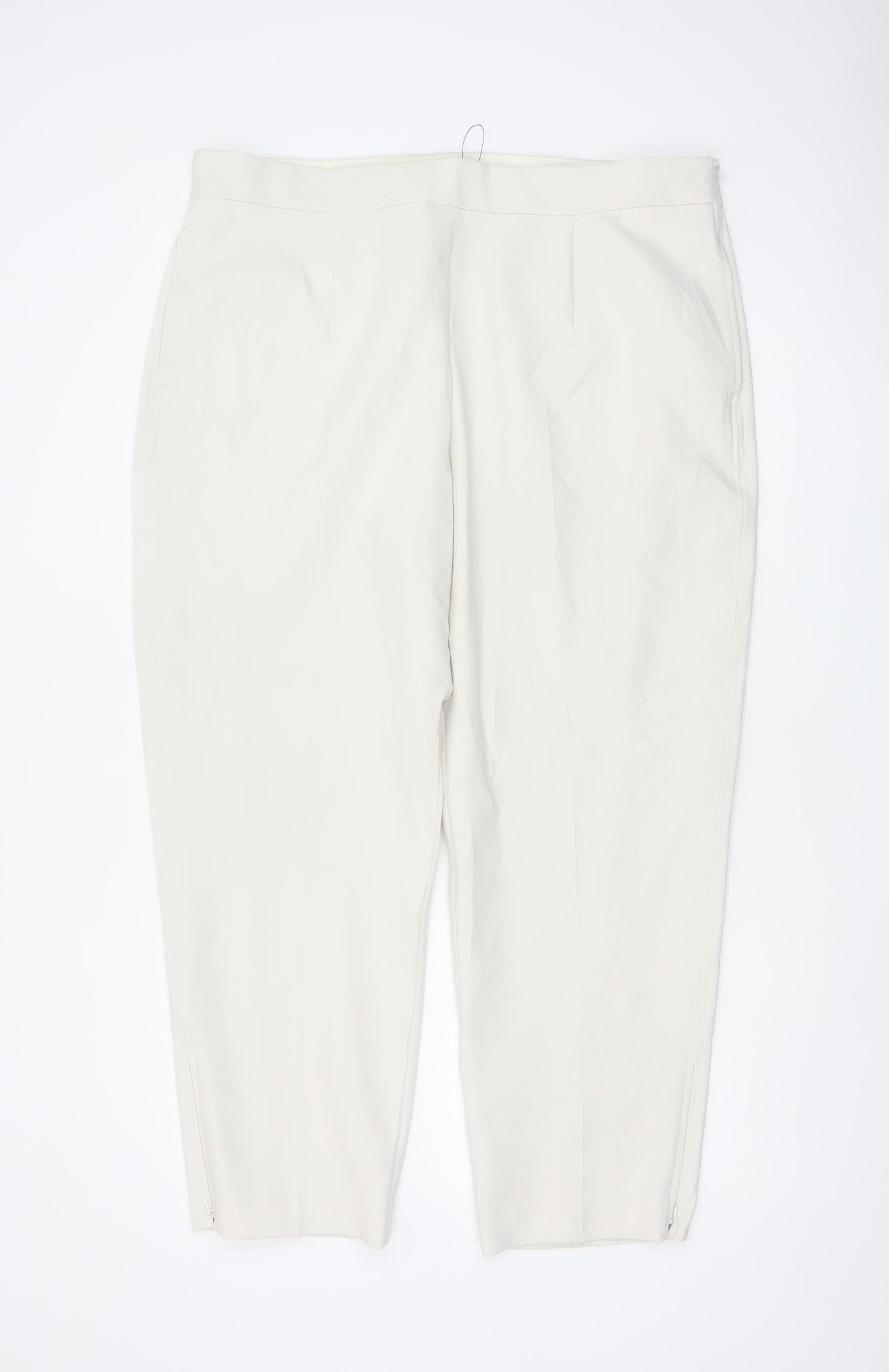 M&S Women’s Ivory Size 20 Regular Tapered Trousers Ankle Zip Pockets