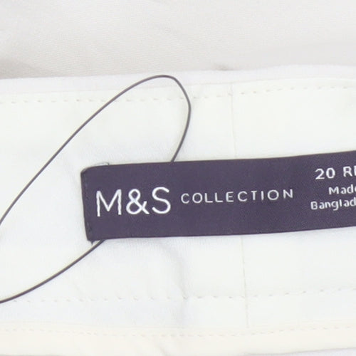 M&S Women’s Ivory Size 20 Regular Tapered Trousers Ankle Zip Pockets