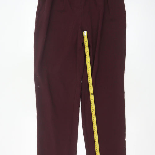 Marks and Spencer Women Red Size 12 Paperbag Belted Tapered Trousers