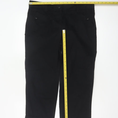 Marks & Spencer Women Black UK 12 Cotton Capri Tapered Trousers