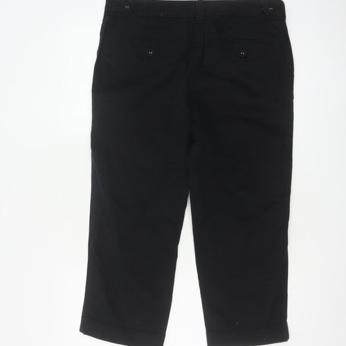 Marks & Spencer Women Black UK 12 Cotton Capri Tapered Trousers