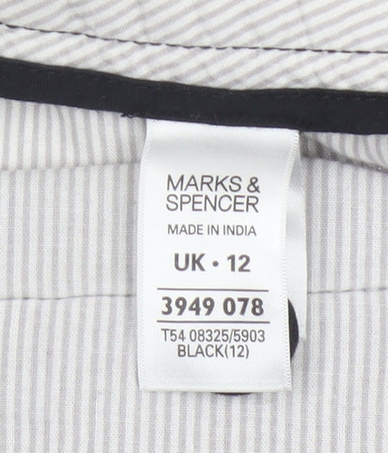 Marks & Spencer Women Black UK 12 Cotton Capri Tapered Trousers
