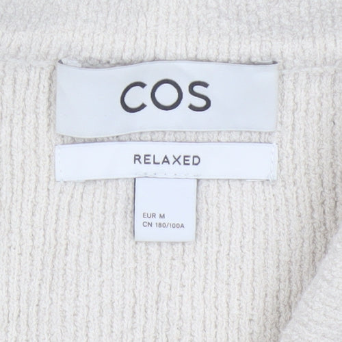 COS Men’s Ivory M Relaxed Cotton Blend Textured Short Sleeve Button-Up Shirt