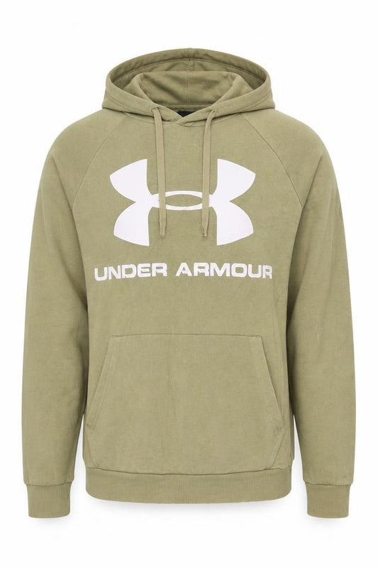 Under Armour Men’s Beige M Pullover Hoodie Logo Fleece