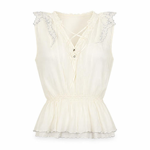 River Island Women Ivory UK 12 Floral Ruffle V-Neck Tunic Blouse