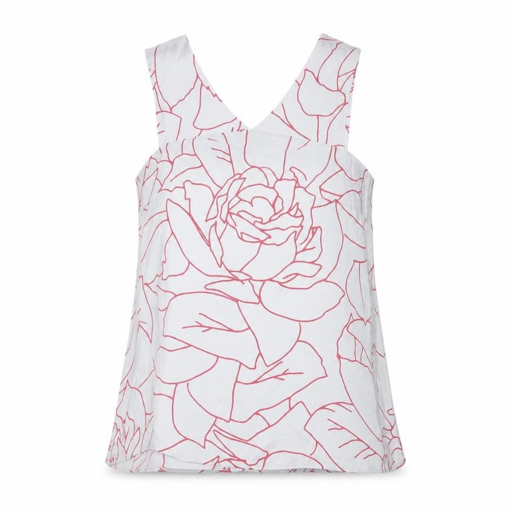 Jigsaw Women Grey Pink Floral V-Neck Sleeveless Viscose Blouse UK 14