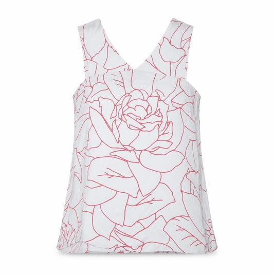 Jigsaw Women Grey Pink Floral V-Neck Sleeveless Viscose Blouse UK 14