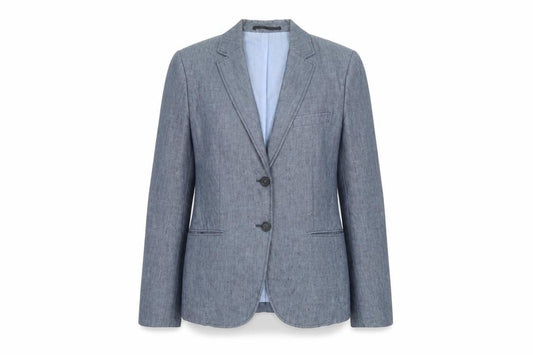 GANT Women’s Blue UK 10 Linen Herringbone Tailored Blazer