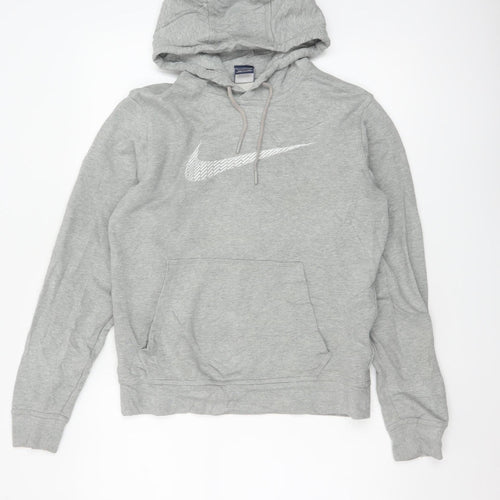Nike Women Grey S Pullover Hoodie Logo Cotton Fleece Pocket