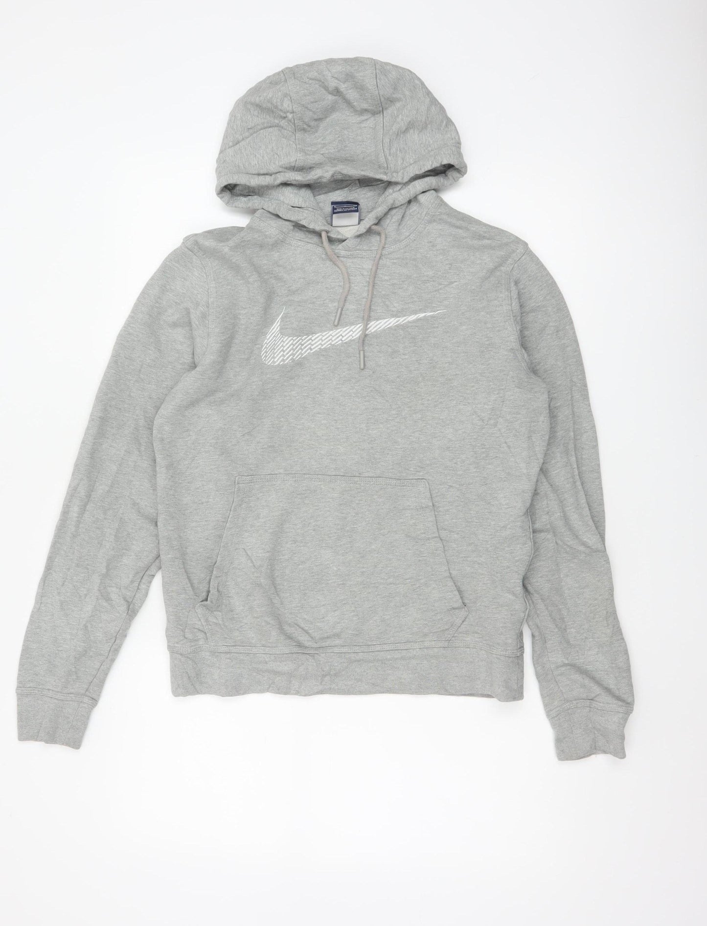 Nike Women Grey S Pullover Hoodie Logo Cotton Fleece Pocket
