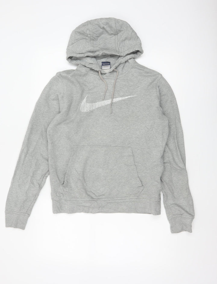 Nike Women Grey S Pullover Hoodie Logo Cotton Fleece Pocket