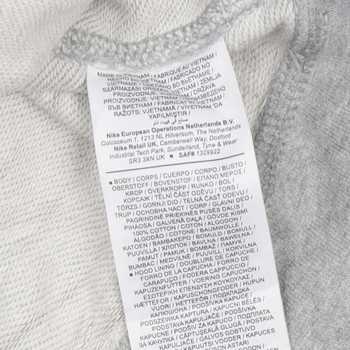 Nike Women Grey S Pullover Hoodie Logo Cotton Fleece Pocket