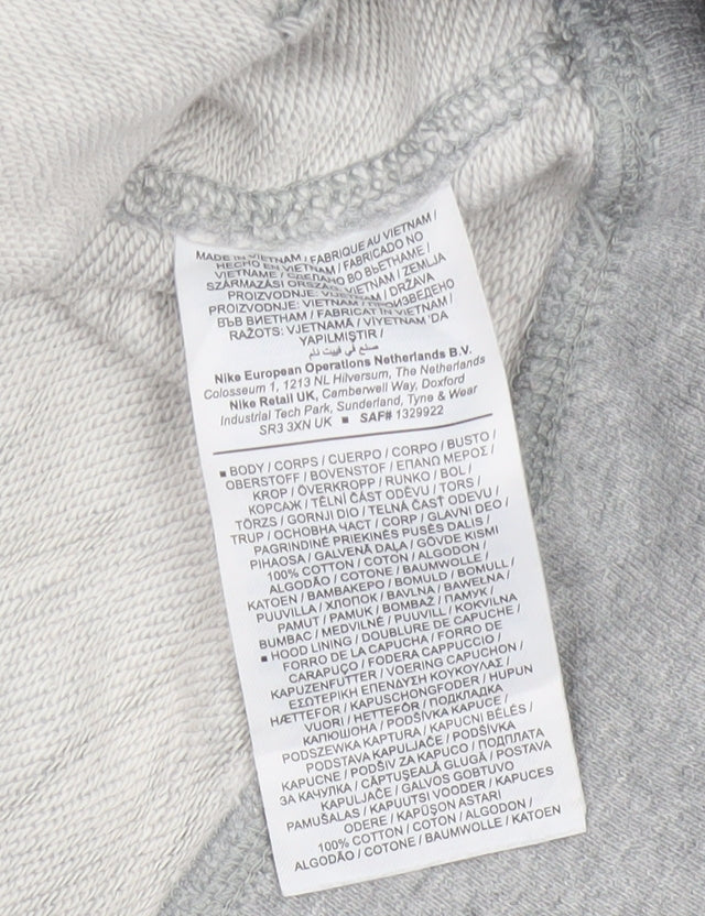 Nike Women Grey S Pullover Hoodie Logo Cotton Fleece Pocket