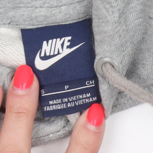 Nike Women Grey S Pullover Hoodie Logo Cotton Fleece Pocket