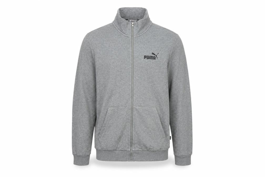 Puma Men Grey Size S Basic Full Zip Sports Jacket Logo