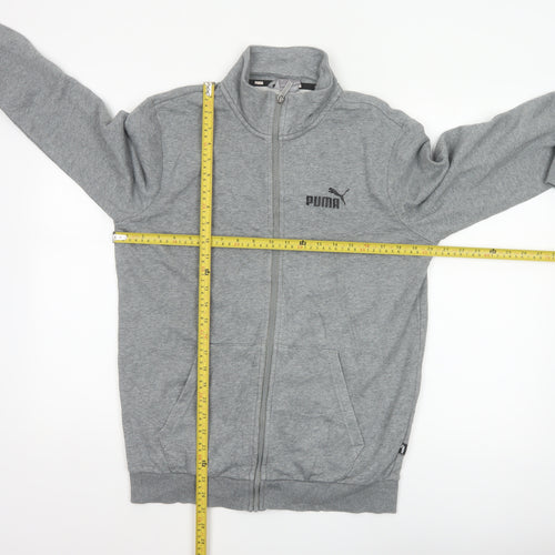 Puma Men Grey Size S Basic Full Zip Sports Jacket Logo