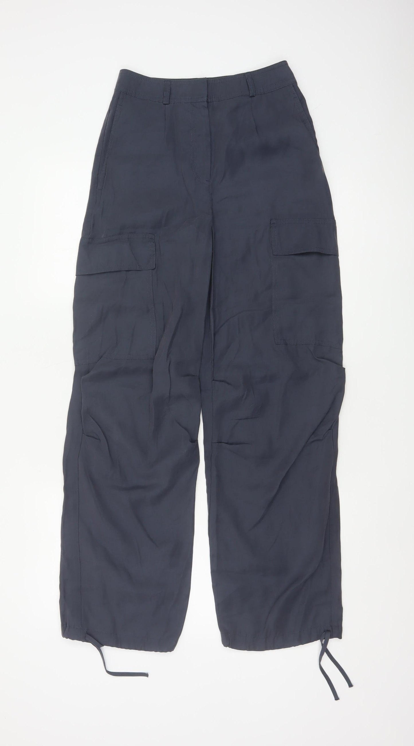 Marks & Spencer Women's Blue UK 6 Regular Cargo Trousers Pockets
