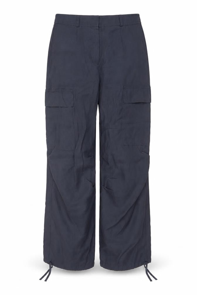 Front view of Marks & Spencer Women's Blue UK 6 Regular Cargo Trousers Pockets