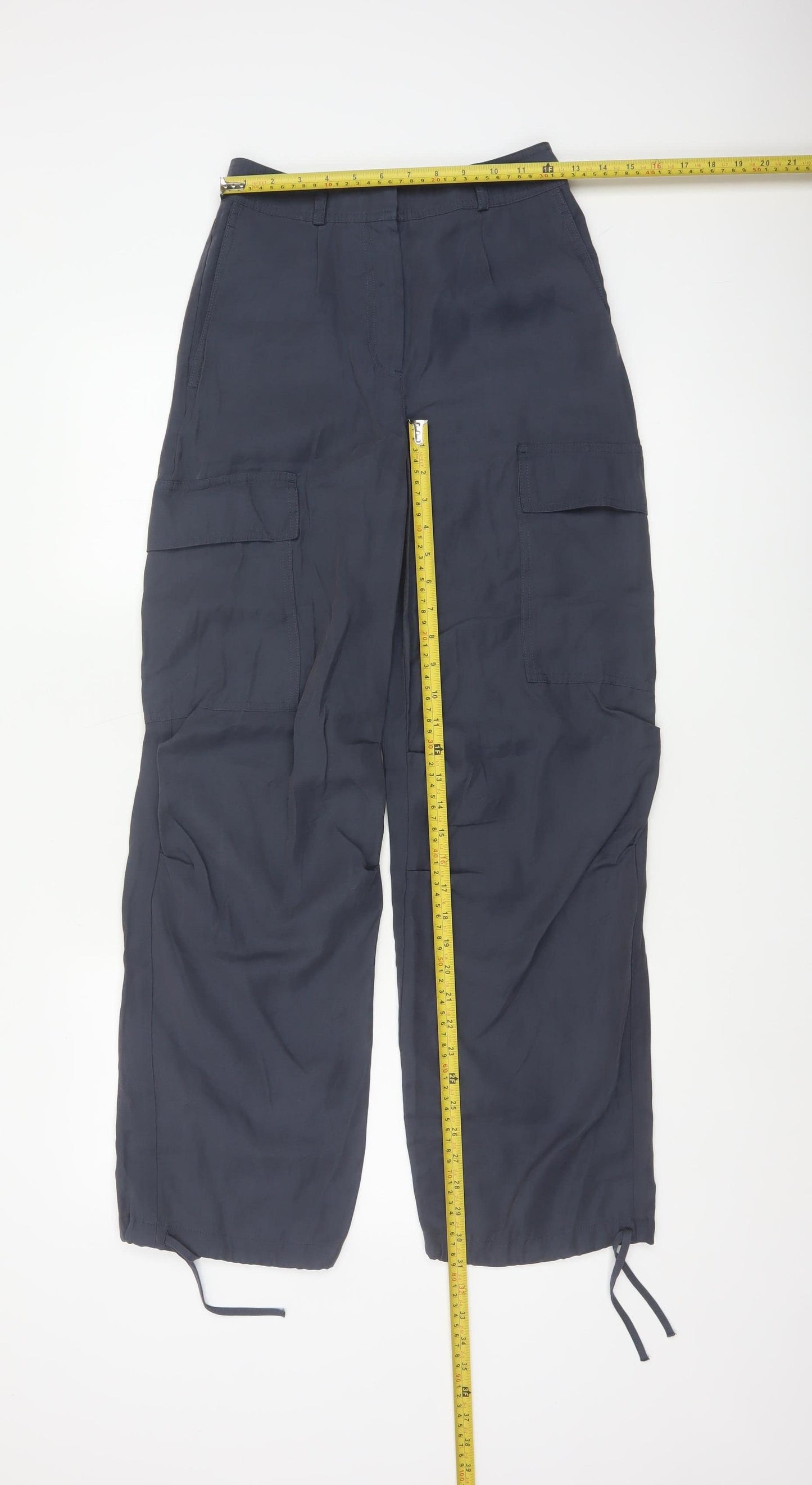 Marks & Spencer Women's Blue UK 6 Regular Cargo Trousers Pockets