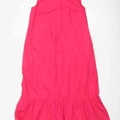 Marks & Spencer Women Pink UK 6 Long Shift Dress Ruffle Cap Sleeve